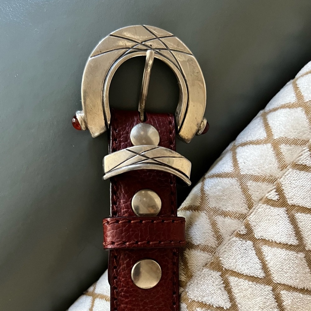 RARE 925 Sterling Silver CLAUDIO CALESTANI Milano Italy LEATHER BELT 100 115 - Picture 9 of 17